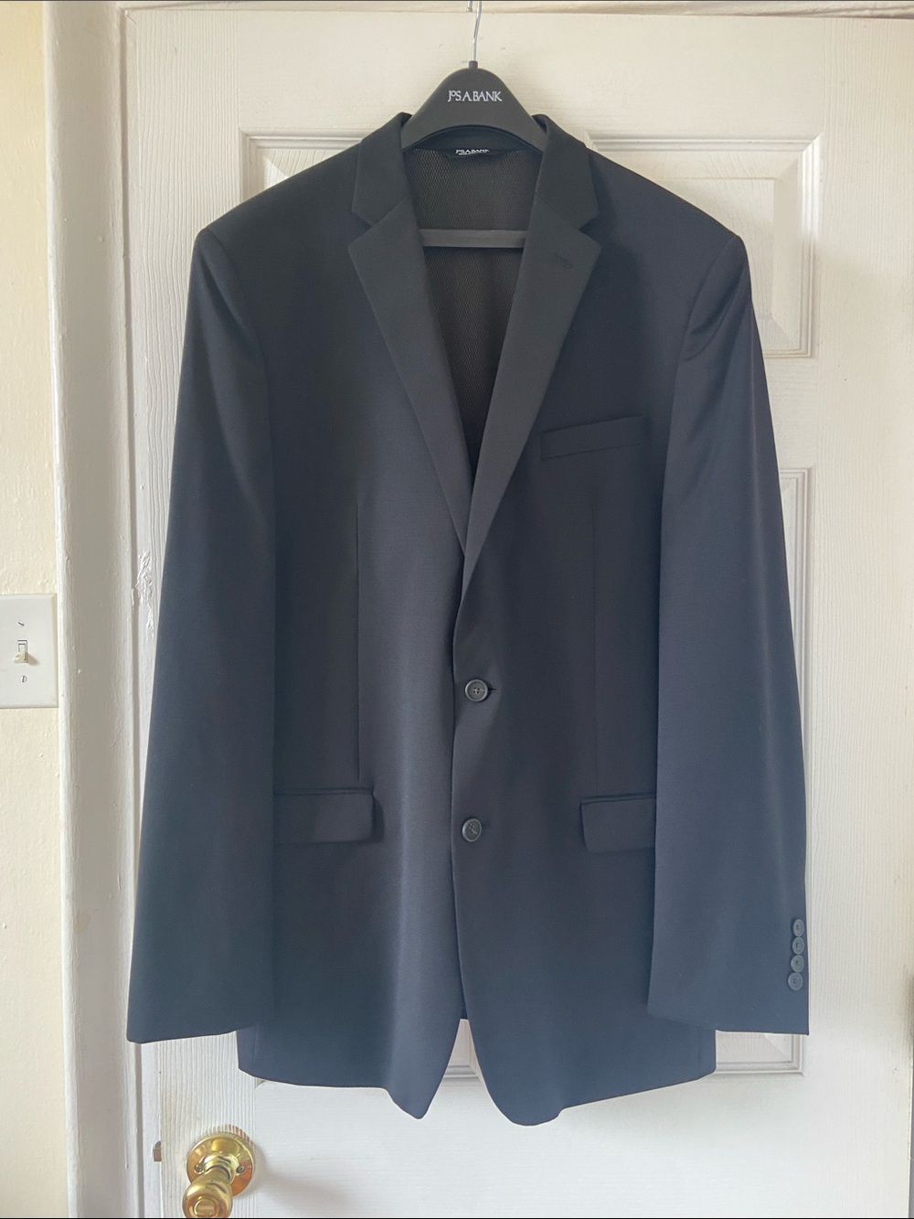 Jos A Bank Traveler Slim Fit Black Suit Jacket Size 46 X-Long